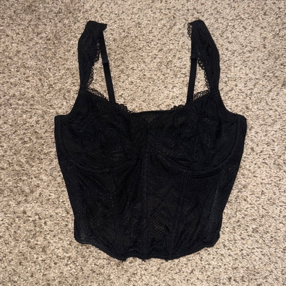 Black Lace Crop Top